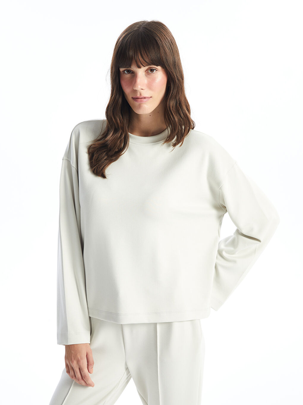 Plain white crew neck sweatshirt womens clearance