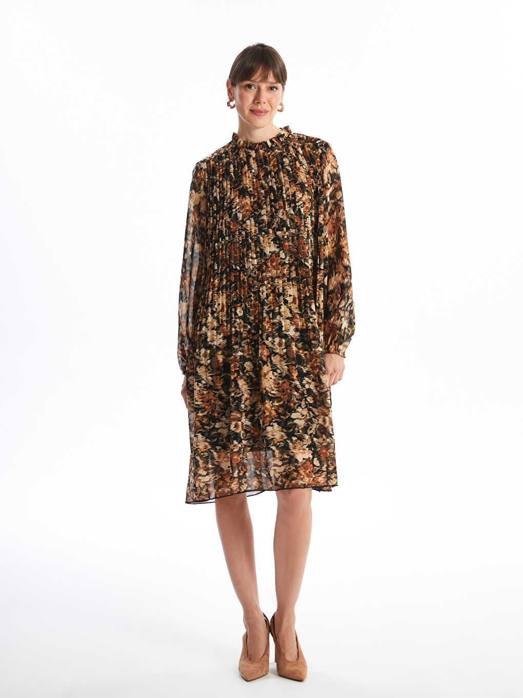 High Collar Patterned Women s Dress W4GU80Z8 F9C W4GU80Z8 F9C LC Waikiki