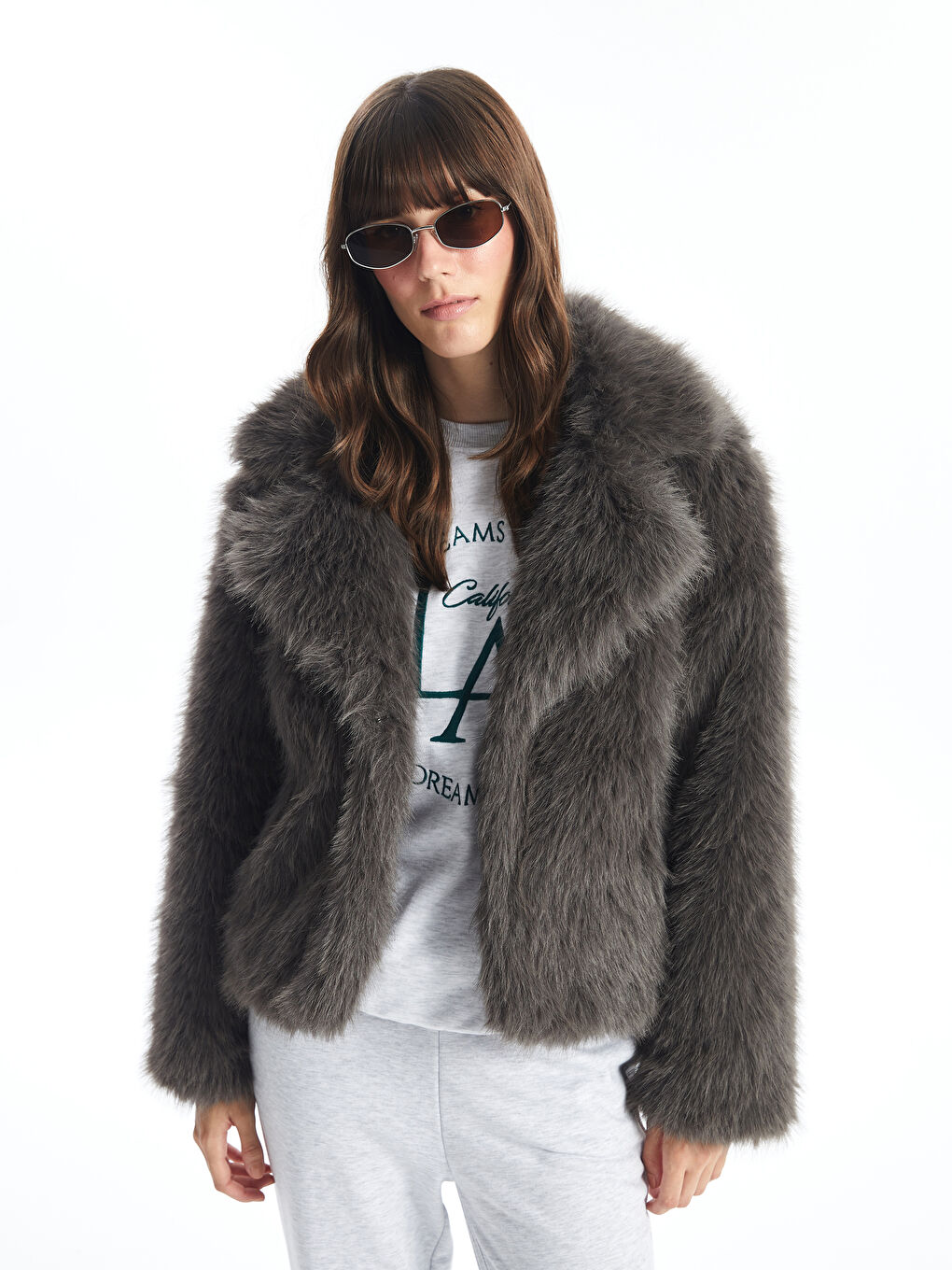 LC WAIKIKI Jacket Neck Women's Fur Overcoat -W4GV19Z8-JQN