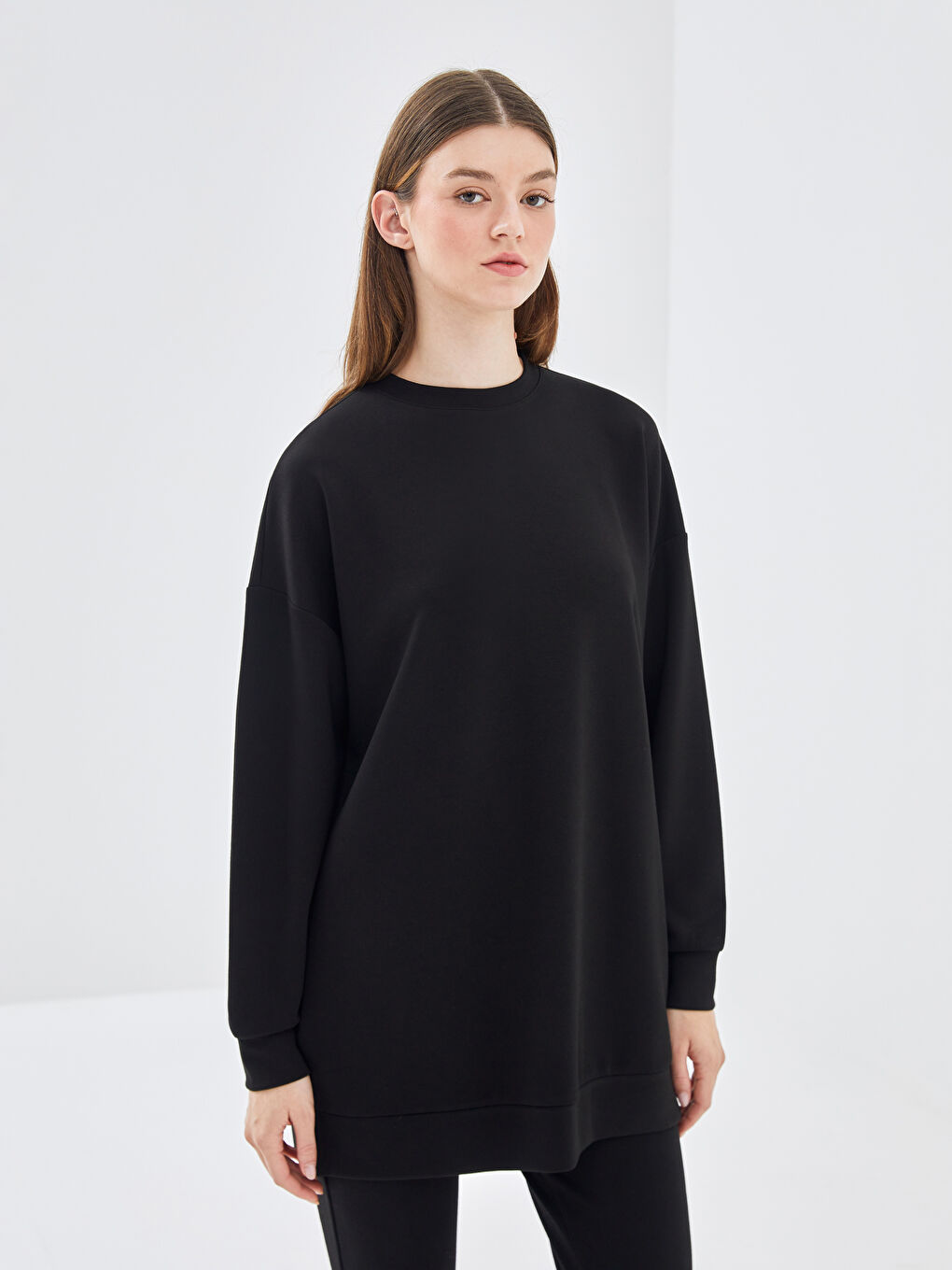 Crew Neck Women s Sweatshirt Tunic W4H318Z8 CVL W4H318Z8 CVL LC Waikiki
