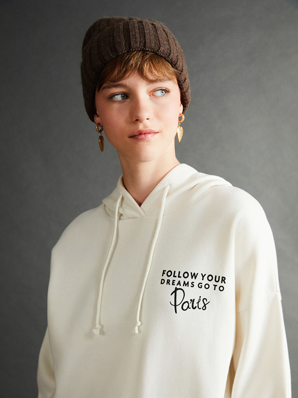 Printed Oversize Women's Thick Hoodie -W4H338Z8-VJP Printed Oversize Women's Thick Hoodie -W4H338Z8-VJP