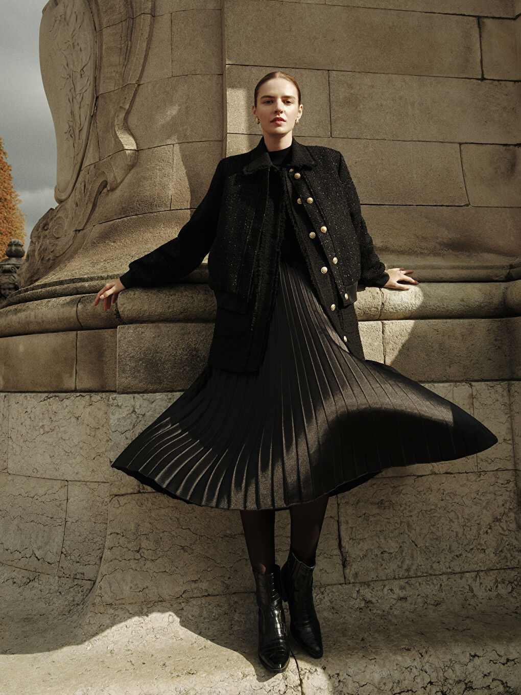 LC WAIKIKI Elasticated Waist Satin Women's Pleated Skirt -W4H856Z8-CVL  W4H856Z8-CVL LC Waikiki