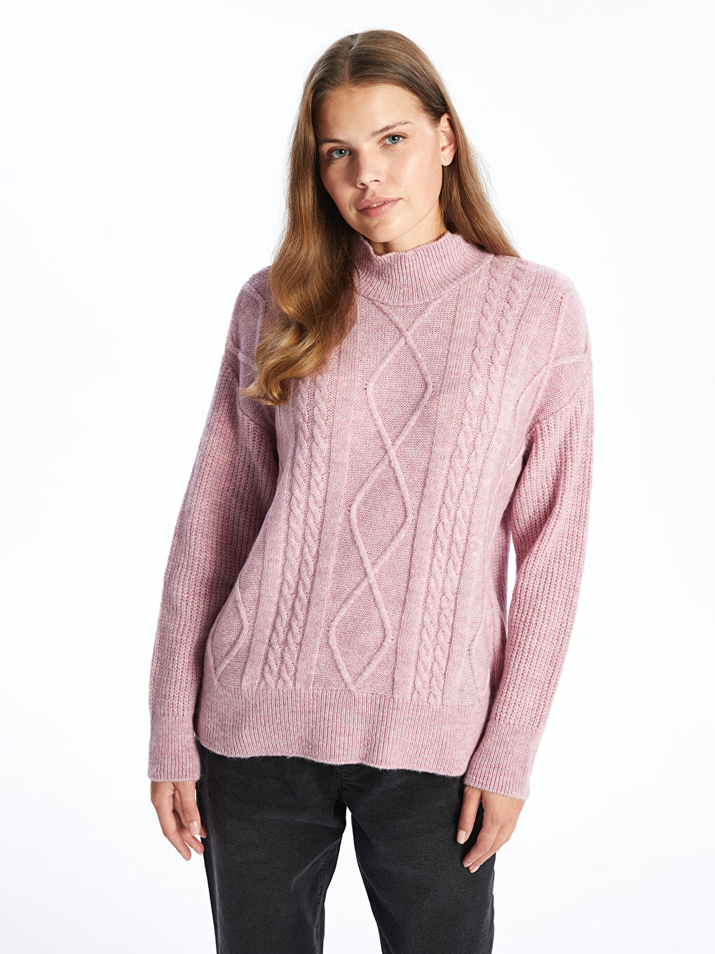 Half Turtleneck Self-Patterned Women's Knitwear Sweater -W4HD37Z8-L5K -  W4HD37Z8-L5K - LC Waikiki