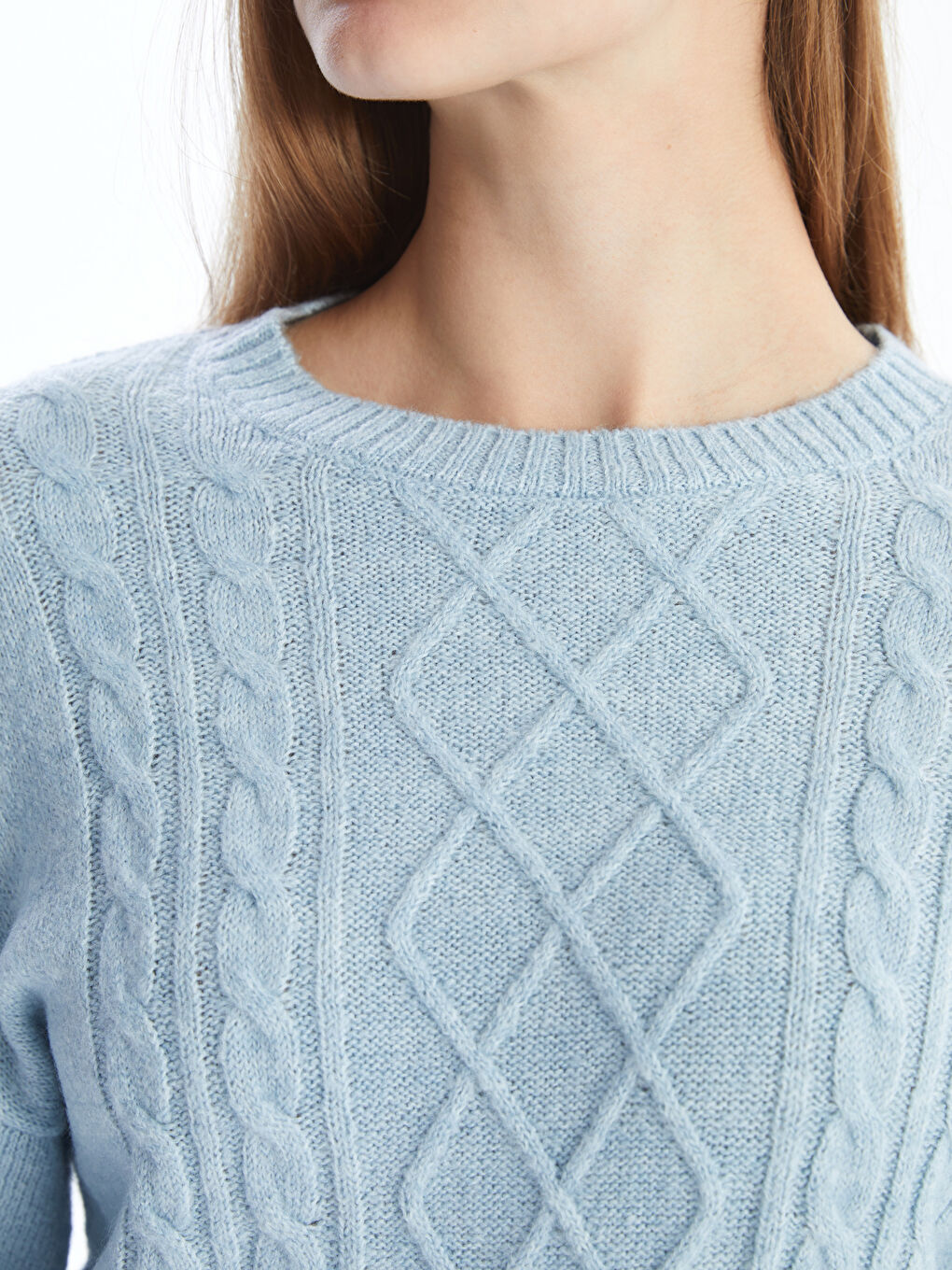 Crew Neck Self-Patterned Women's Knitwear Sweater -W4HG88Z8-G0K -  W4HG88Z8-G0K - LC Waikiki