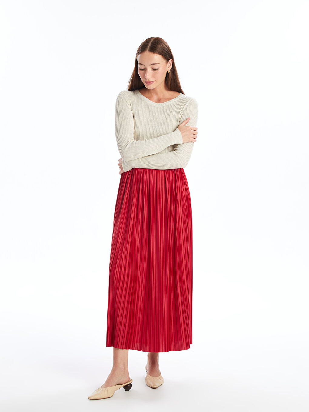 LC WAIKIKI Elasticated Waist Women's Pleated Skirt -W4I689Z8-PUL