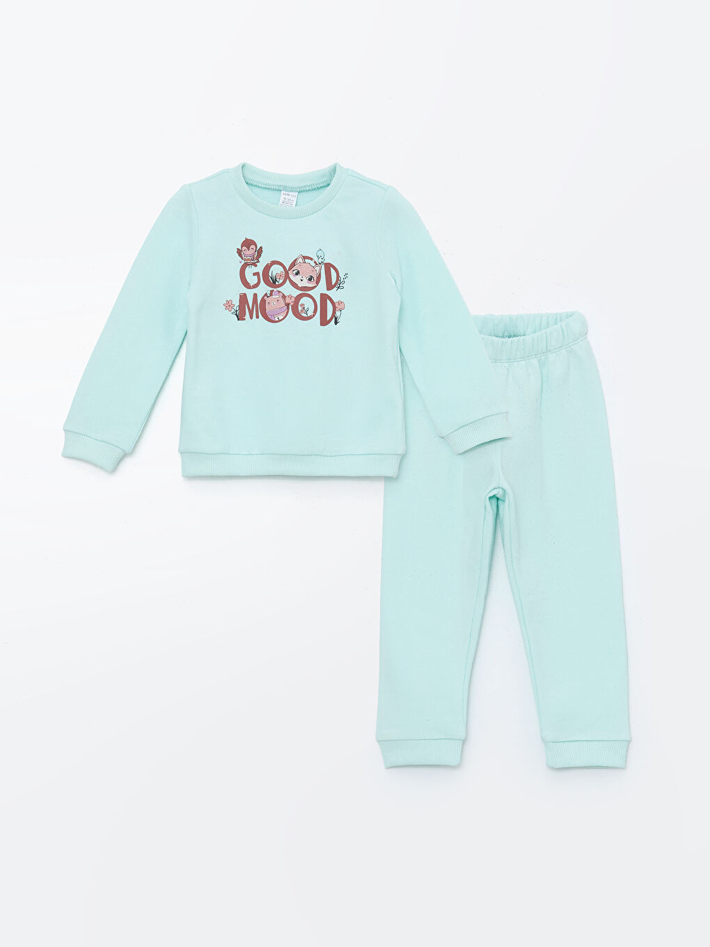 Tracksuit Sweatshirt Set For Girls LC WAIKIKI Crew Neck Printed