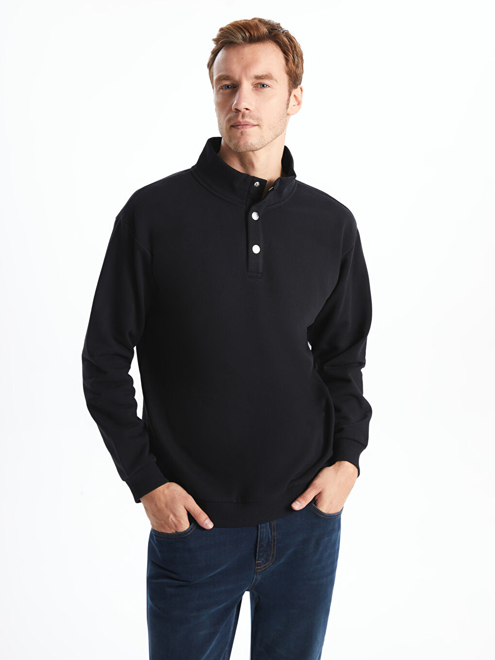 Stand Collar Long Sleeve Men s Thick Sweatshirt W4IH82Z8 CVL W4IH82Z8 CVL LC Waikiki