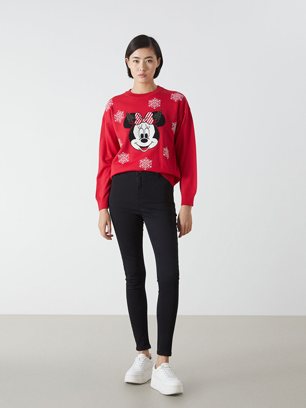LC WAIKIKI Crew Neck Minnie Mouse Patterned Women's Knitwear