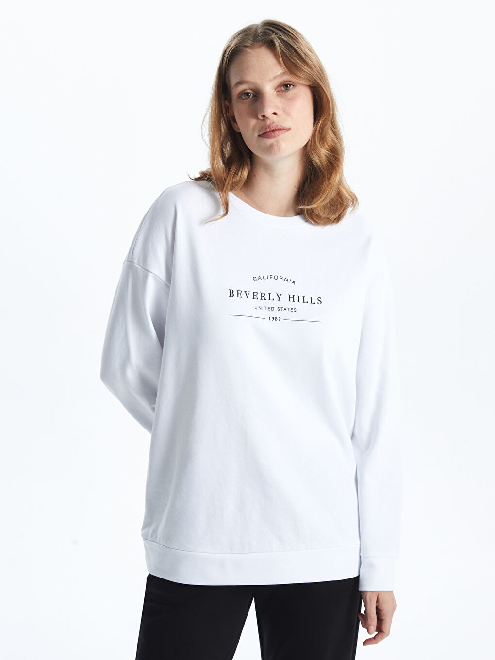 Crew Neck Printed Oversize Women's Thick Sweatshirt