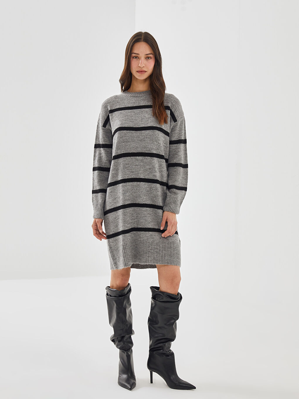 「新商品」に関するプレスリリース Neck Crew Striped -W4J623Z8-LEG Dress Knitwear Women's Jacket Outer