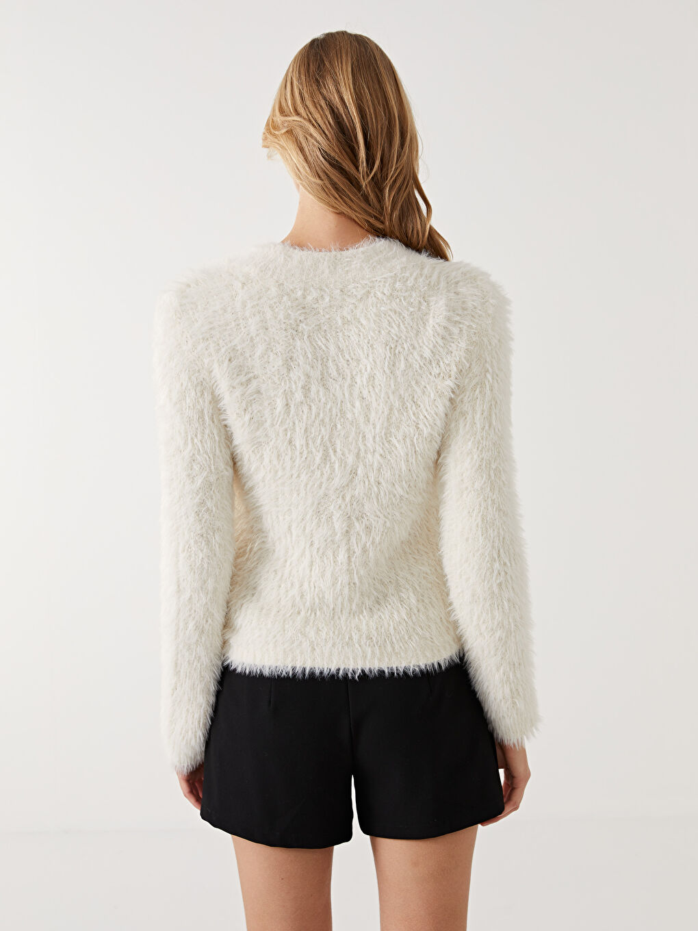 Crew Neck Stone Printed Long Sleeve Women's Tricot Sweater -W4JC82Z8-R9J -  W4JC82Z8-R9J - LC Waikiki