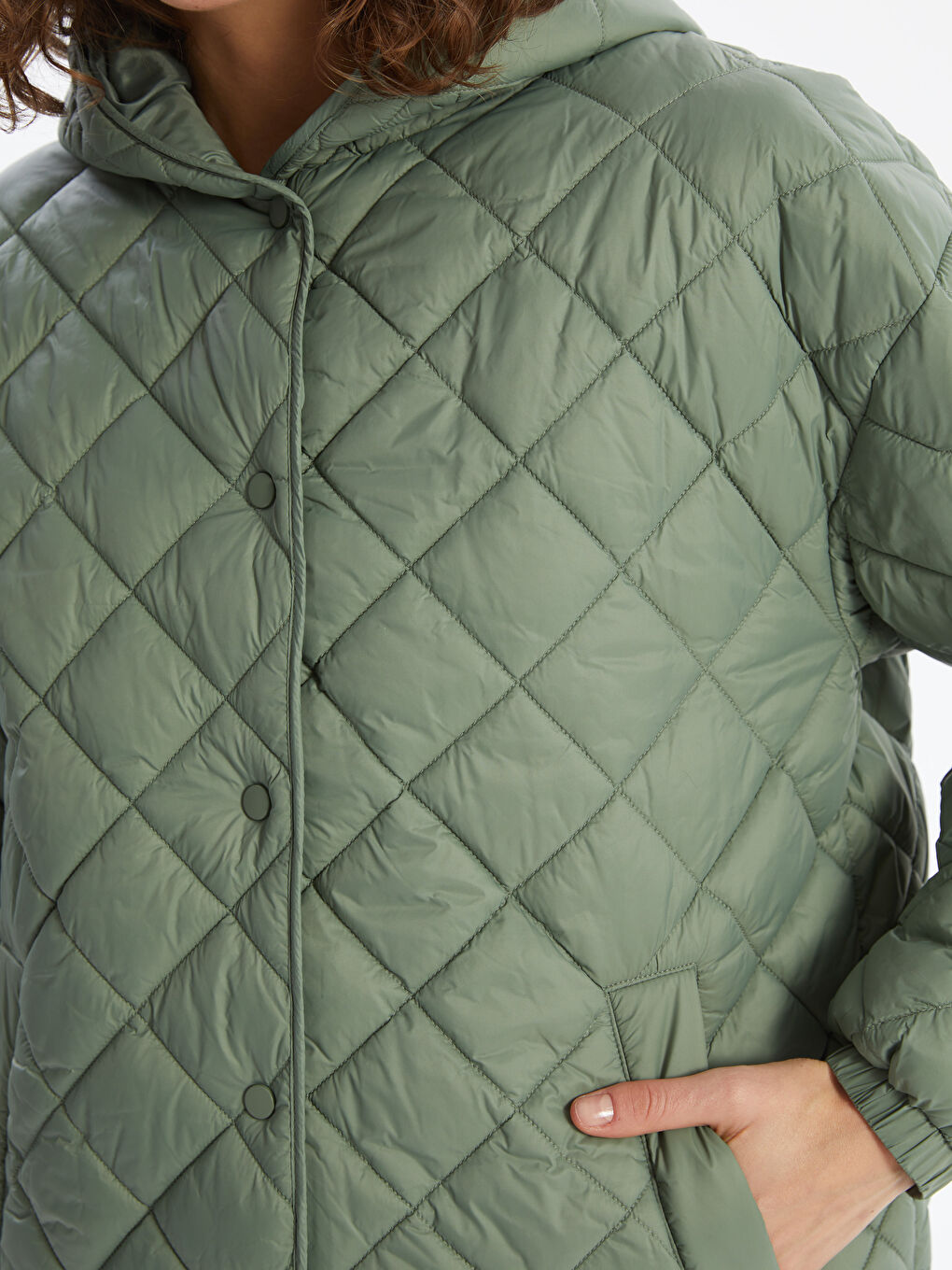 Hooded Quilted Long-Sleeve Oversized Women's Puffer Coat
