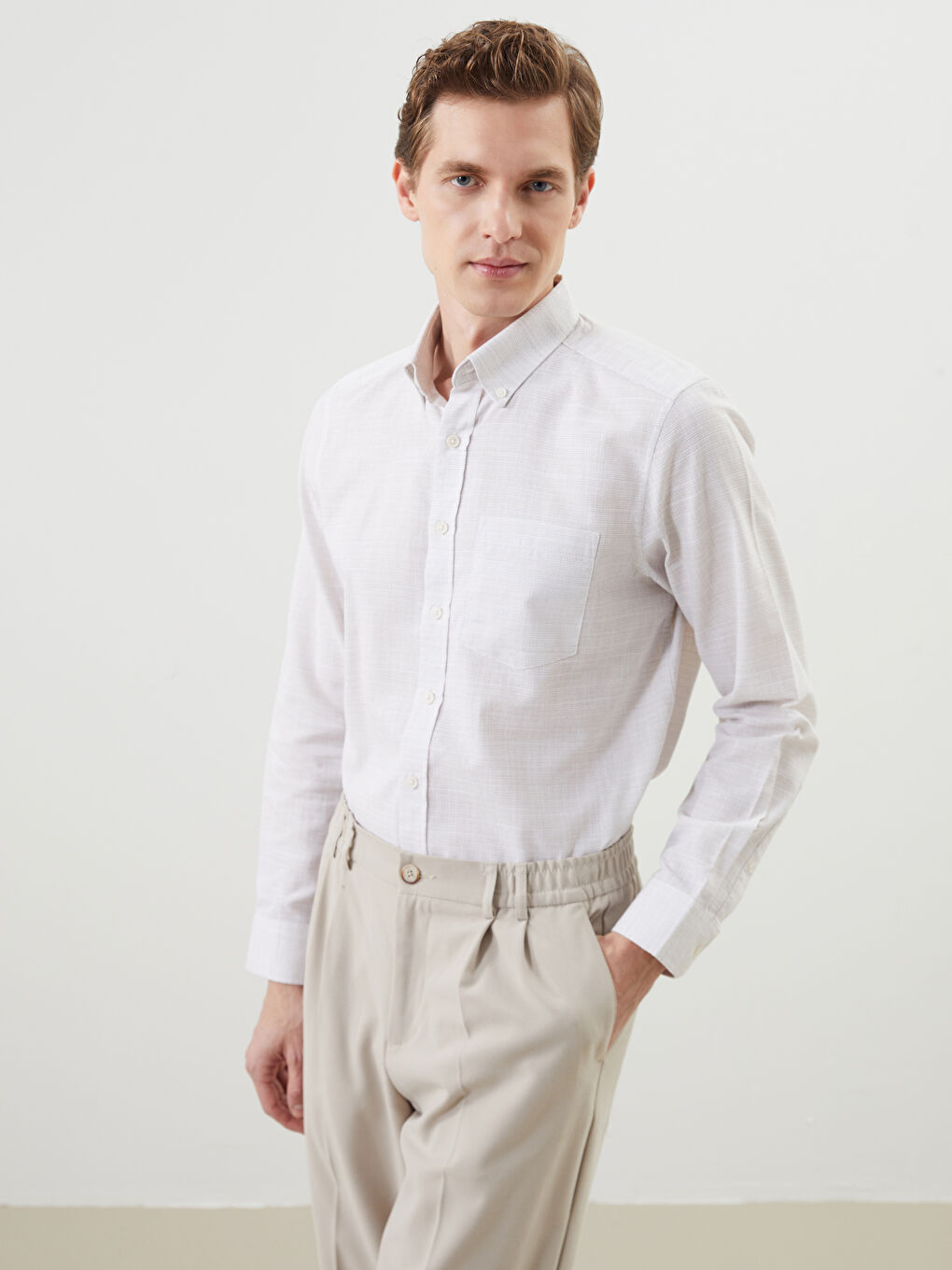 Regular Fit Dobby Pocket Men's Shirt -S50874Z8-GHA