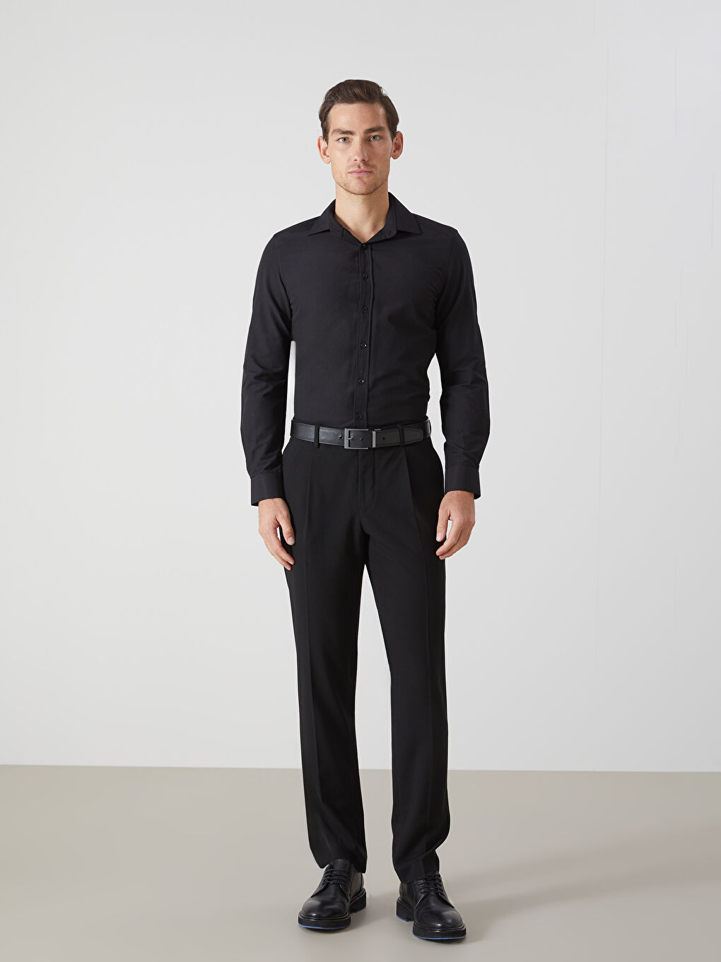 Slim Fit Long Sleeve Poplin Men's Shirt -S50981Z8-RQL