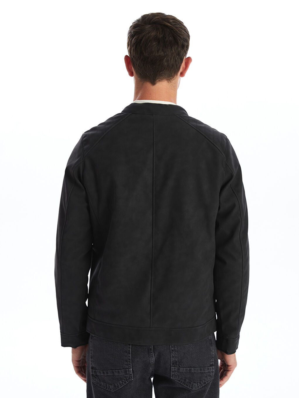 Slim Fit Biker Collar Men's Faux Leather Jacket -S51169Z8 Slim Fit Biker Collar Men's Faux Leather Jacket -S51169Z8