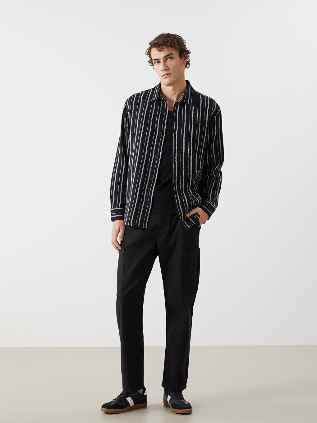 Regular Fit Long Sleeve Striped Men's Shirt -S51853Z8-LEG