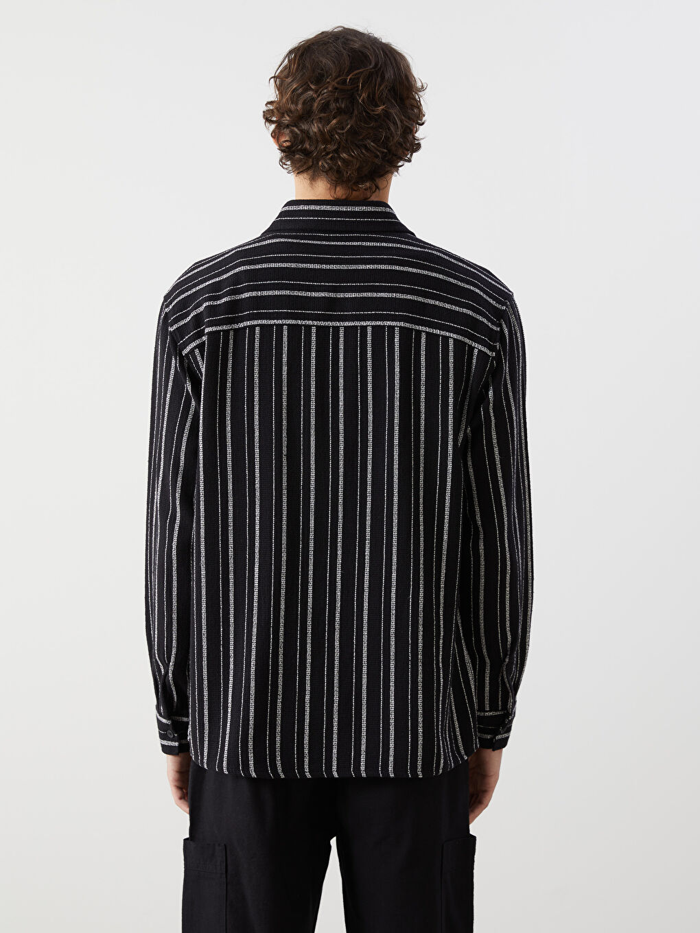 Regular Fit Long Sleeve Striped Men's Shirt -S51853Z8-LEG