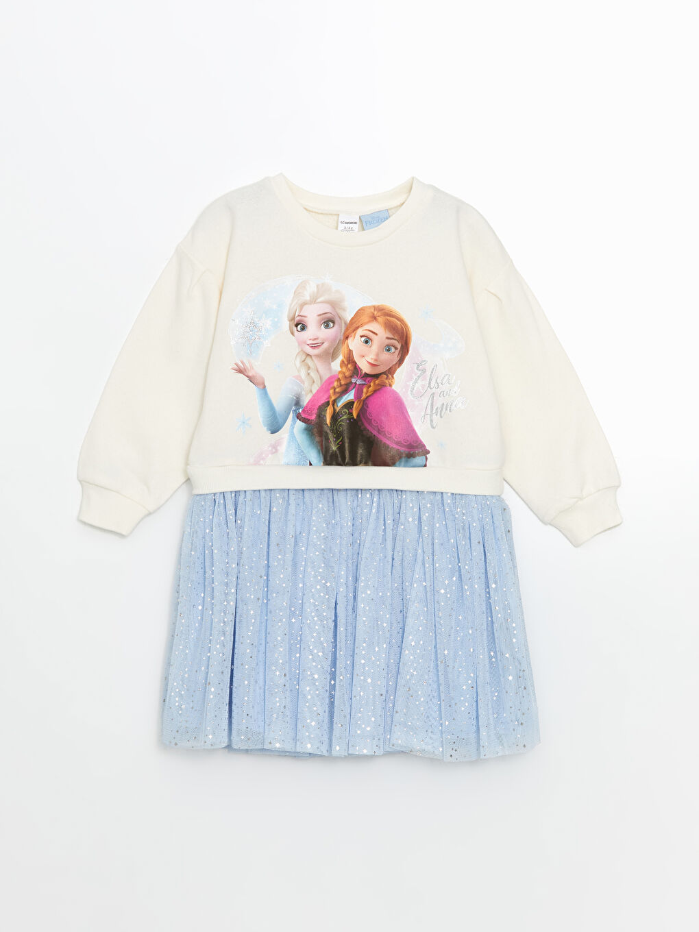 LC WAIKIKI Crew Neck Elsa Printed Girls' Dress -S52245Z1-FES