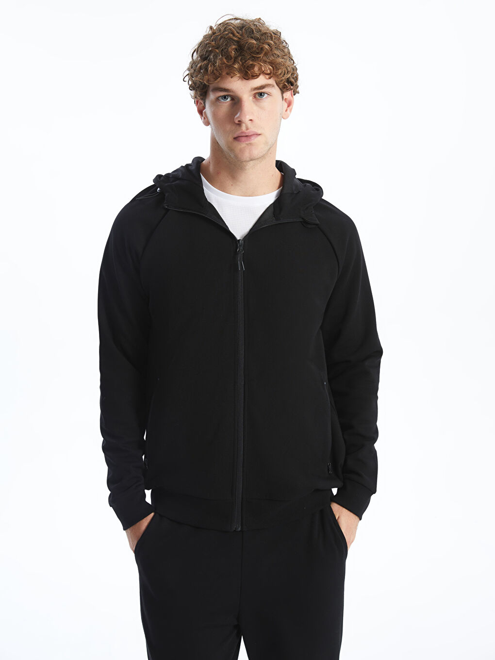 Hooded Long Sleeve Zipper Men's Sweatshirt -S52609Z8-CVL - S52609Z8-CVL -  LC Waikiki