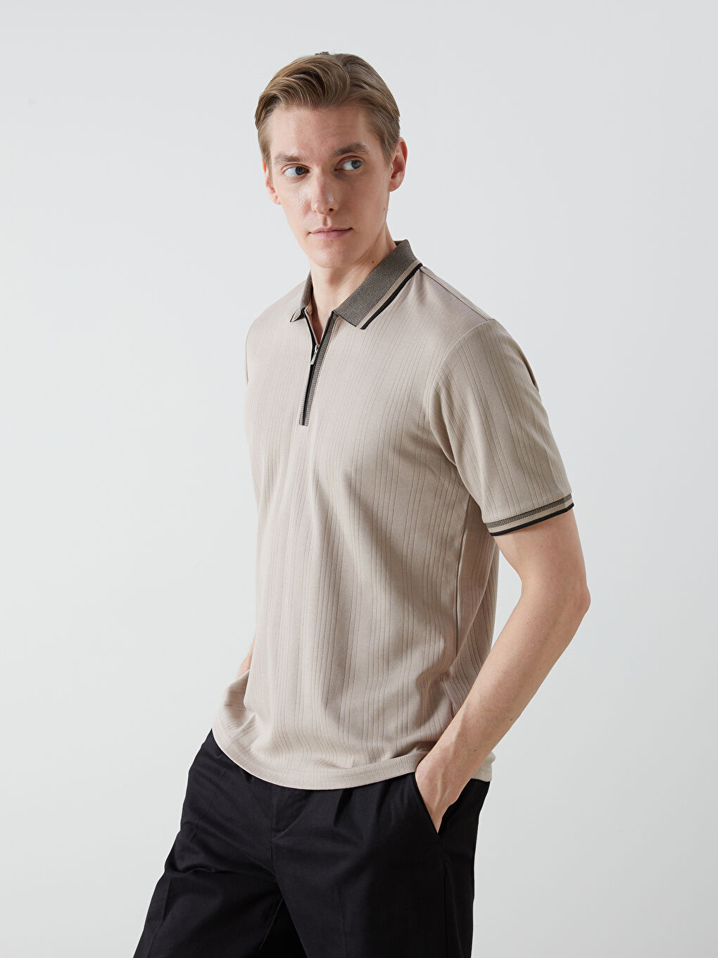 Polo Neck Short Sleeve Men's T-Shirt -S52845Z8-YPL