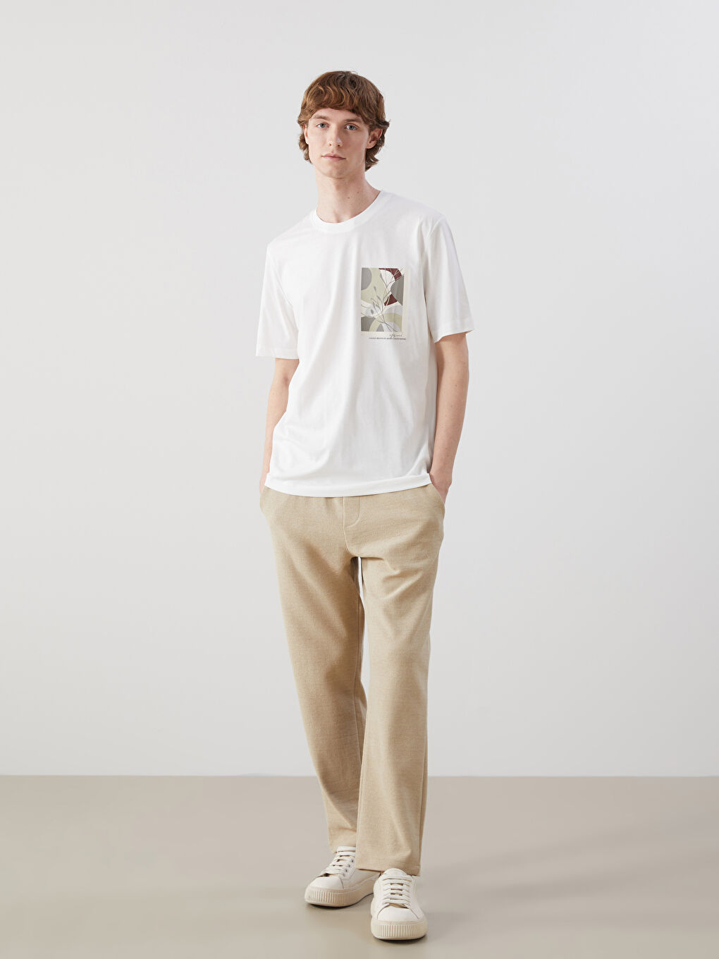Crew Neck Short Sleeve Printed Combed Cotton Men's T-shirt
