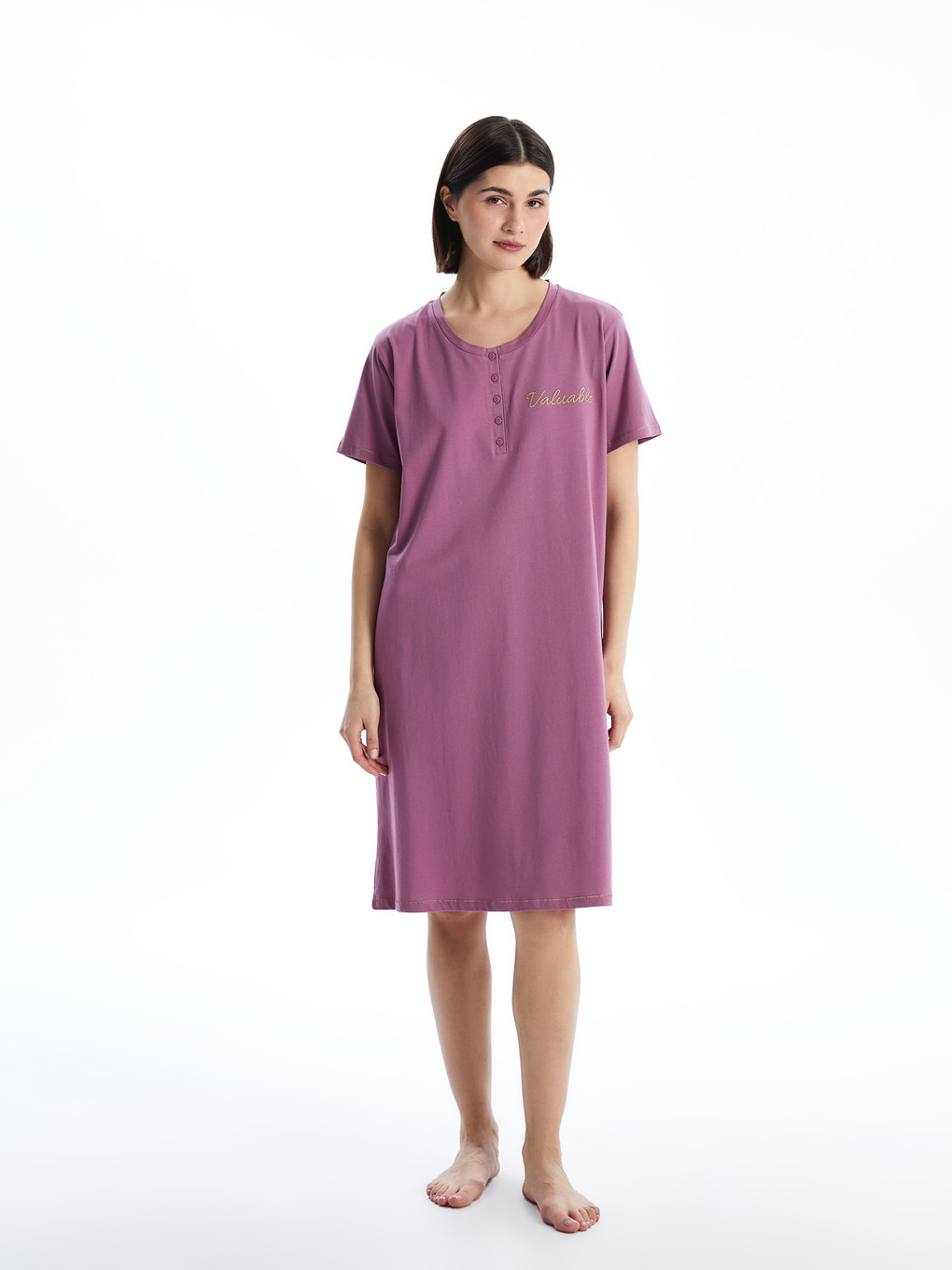 Chemise De Nuit Femme BESDEL - Manches Courtes, Boutonnée, Coupe Boyfriend En Viscose élasthanne - 11