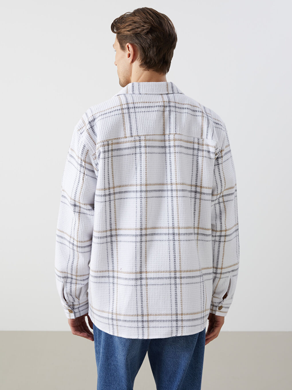 Regular Fit Long Sleeve Plaid Men's Shirt Jacket -S53536Z8