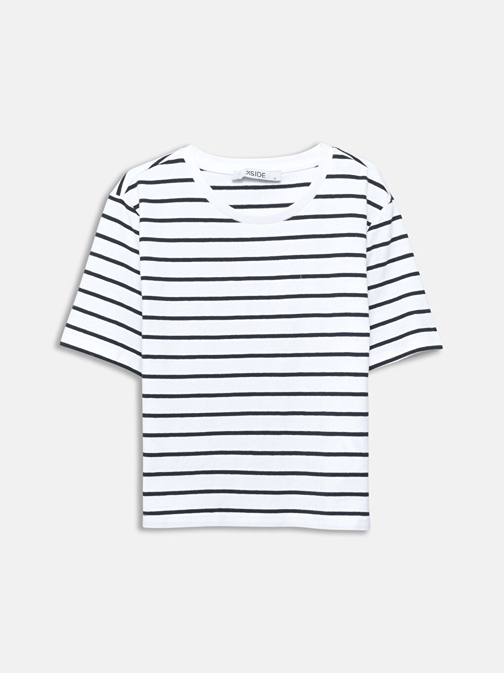 Crew Neck Striped Short Sleeve Women's T-Shirt -S54676Z8-LJX