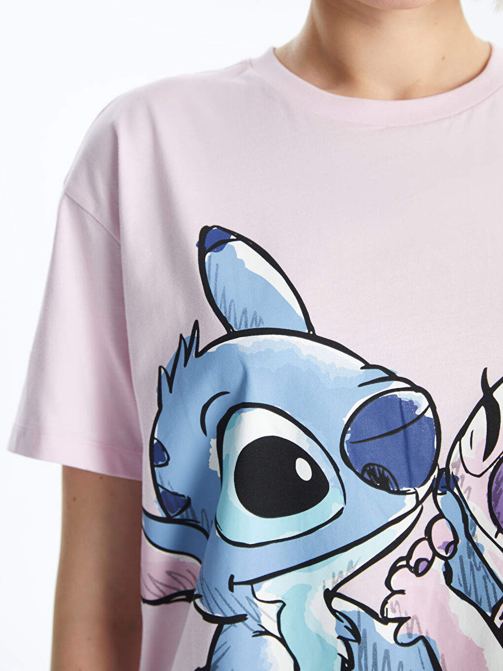 Crew Neck Lilo & Stitch Printed Women's T-Shirt -S54990Z8