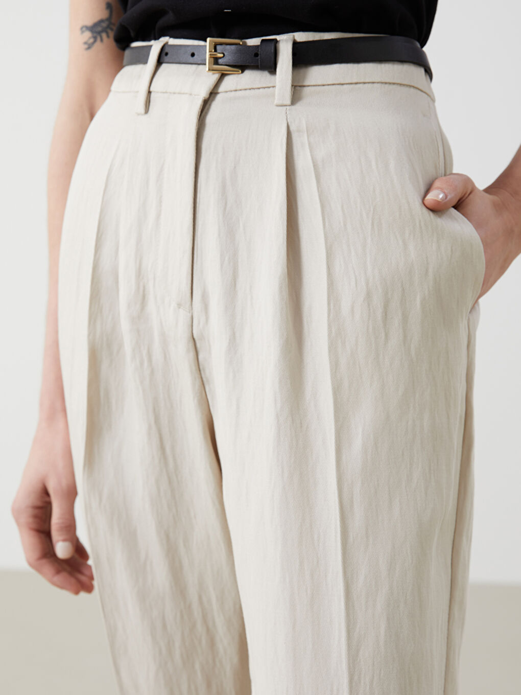 Woman BEIGE Trousers -S55568Z8-FGB - S55568Z8-FGB - LC Waikiki