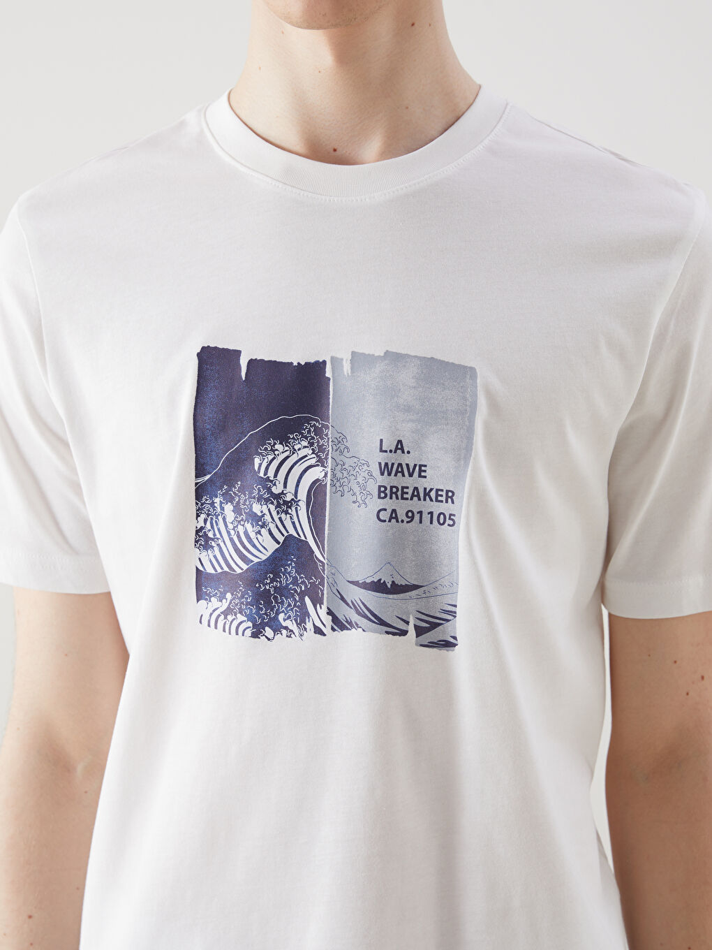 Crew Neck Short Sleeve Printed Combed Cotton Men's T-shirt