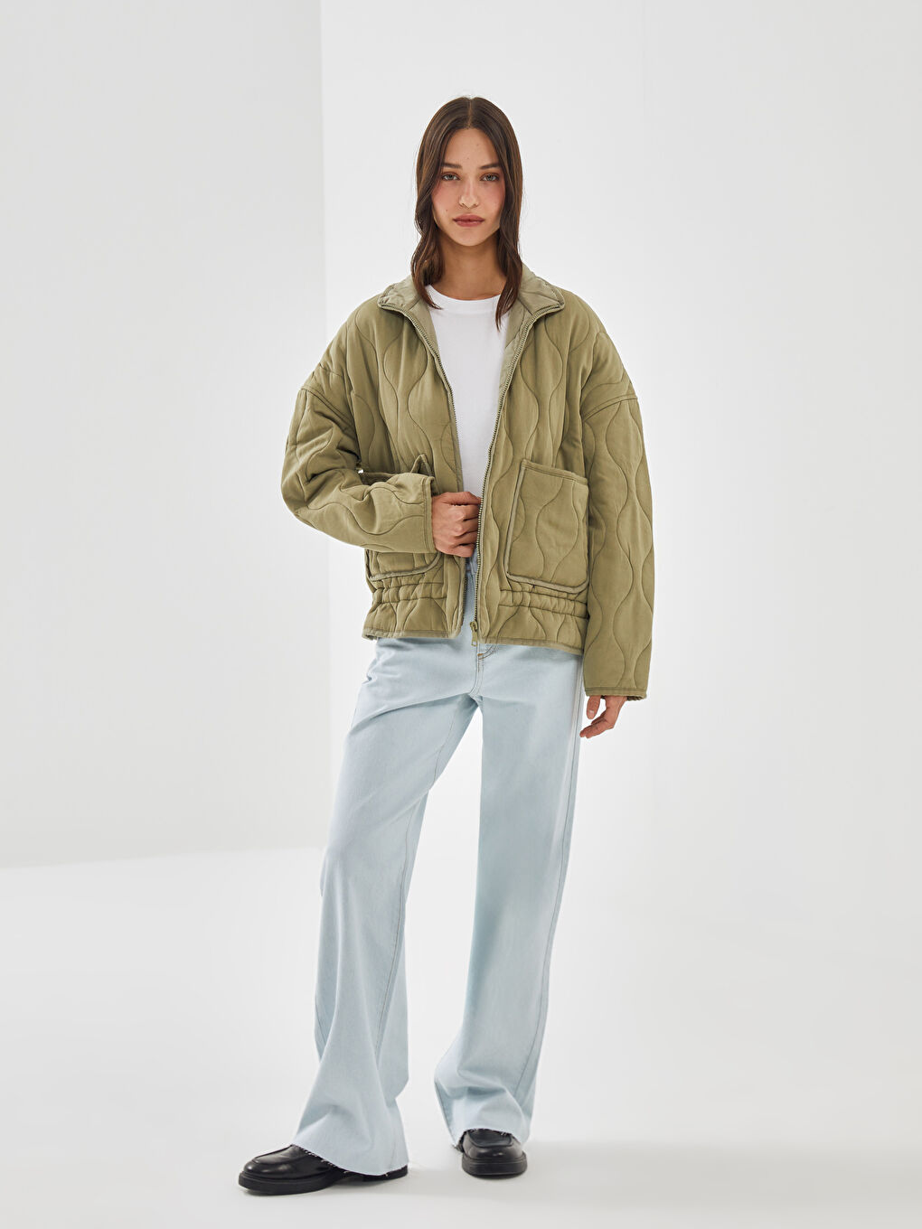 Stand Collar Quilted Oversize Women's Puffer Jacket