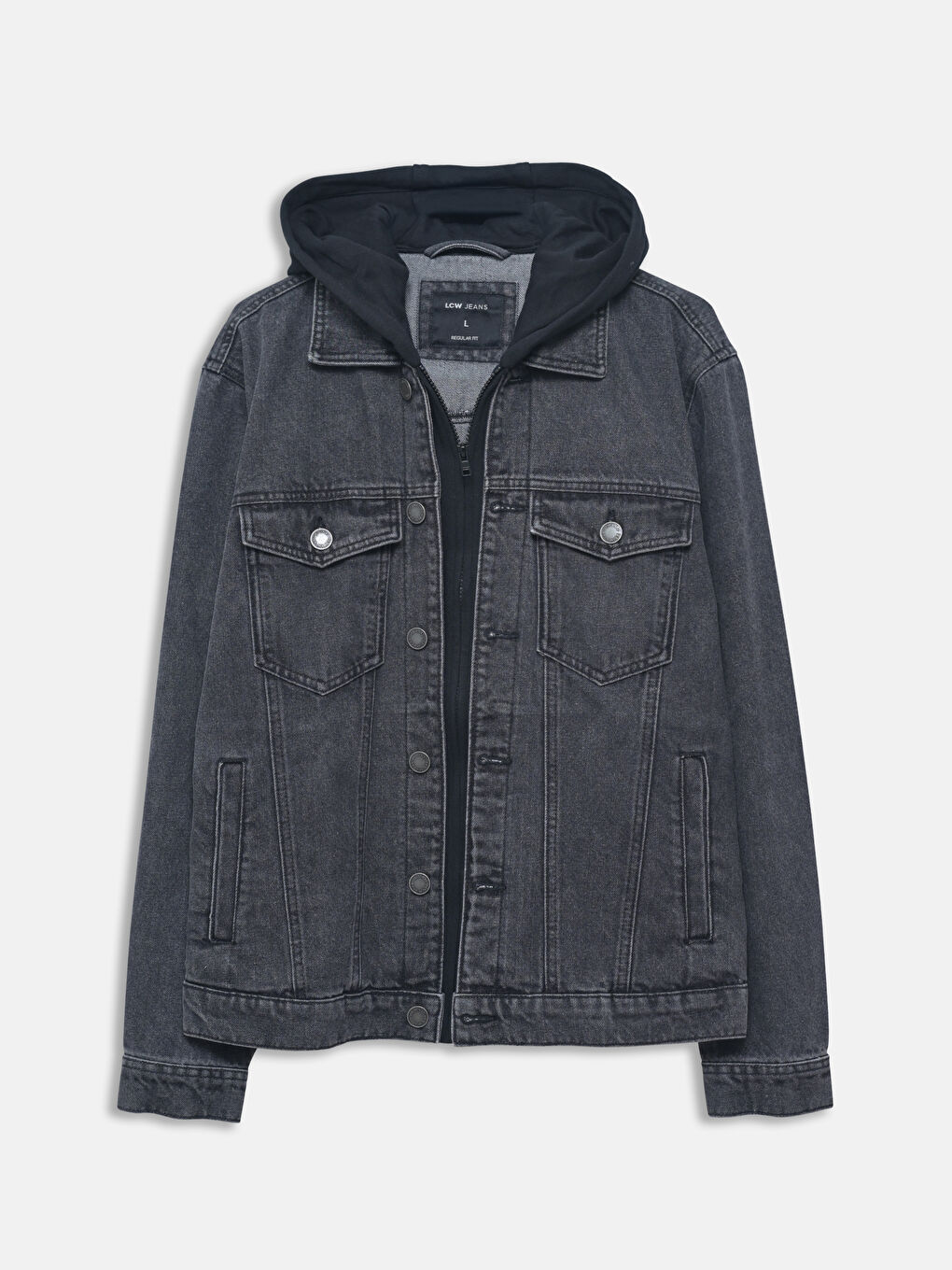 Lcw Jeans Denim Jacket With Black Hood LC WAIKIKI Regular Fit