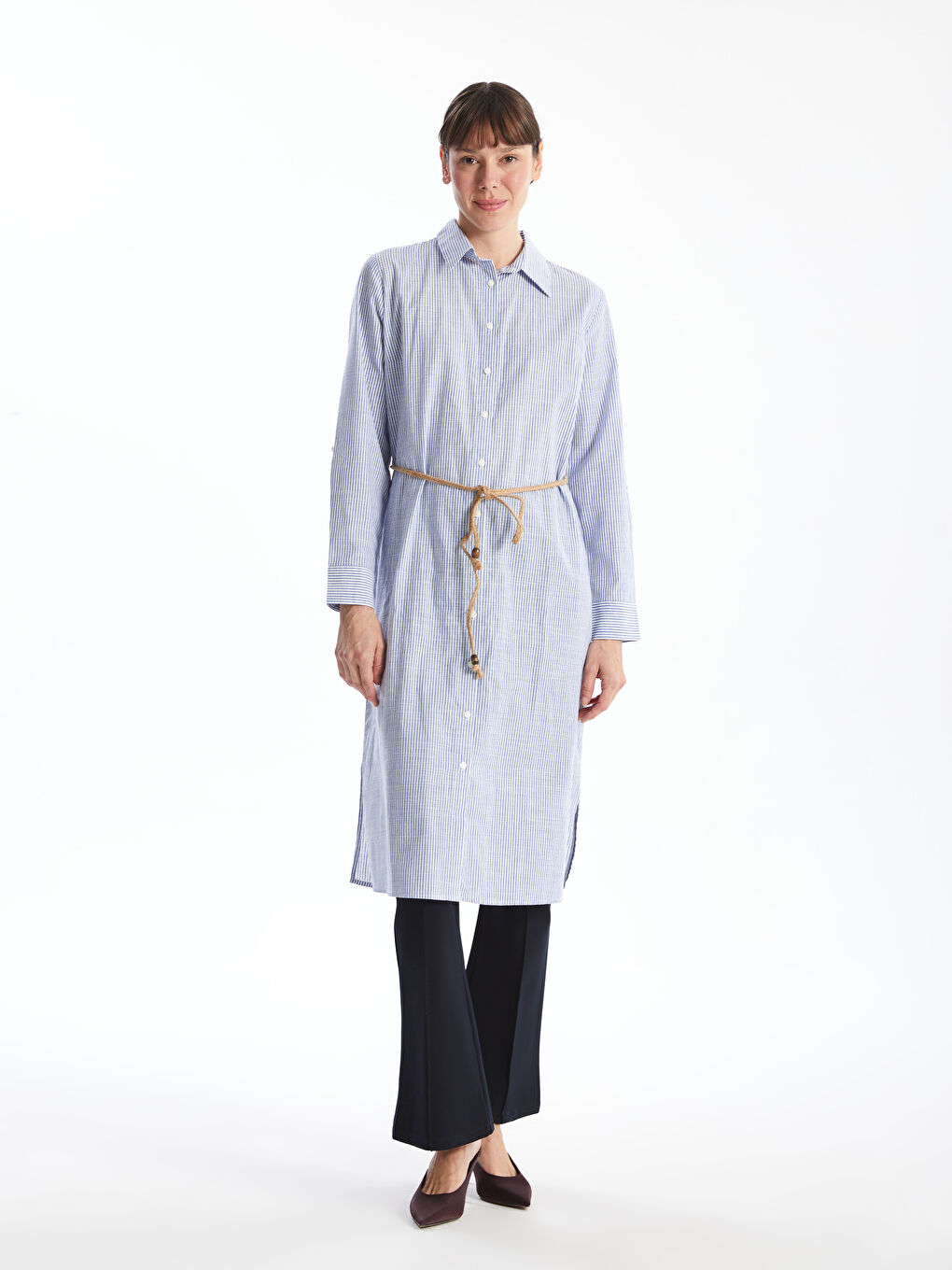 超熱 Striped Women's Shirt Tunic -S59917Z8-LGS - S59917Z8-LGS トップス