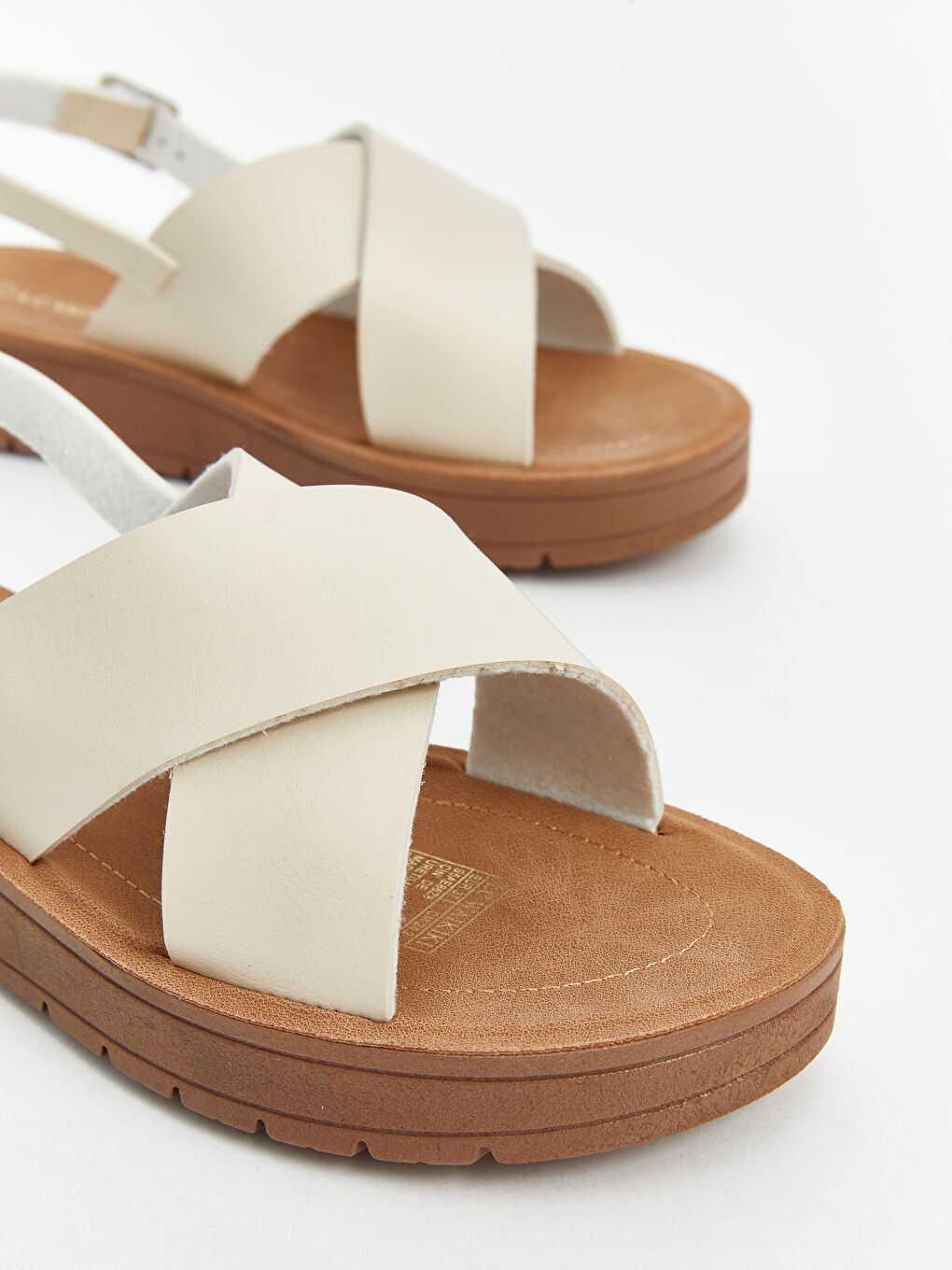 Cross-Banded Leather Look Women's Sandals -S5AE86Z8-R81