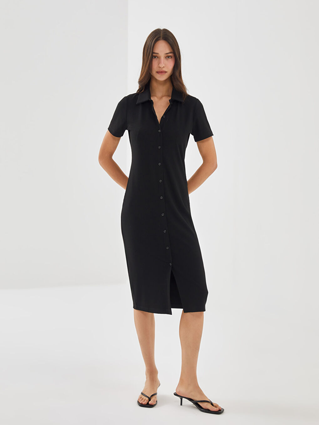 Polo Neck Women's Bodycon Dress -S5AO29Z8-CVL - S5AO29Z8-CVL