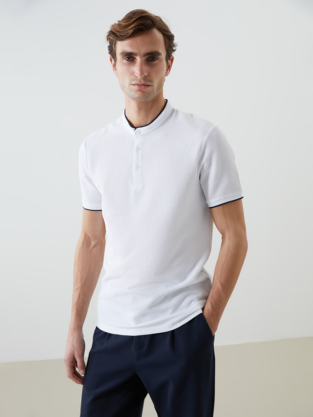 Grandad Collar Short Sleeve Men's T-Shirt -S5AR32Z8-Q6K
