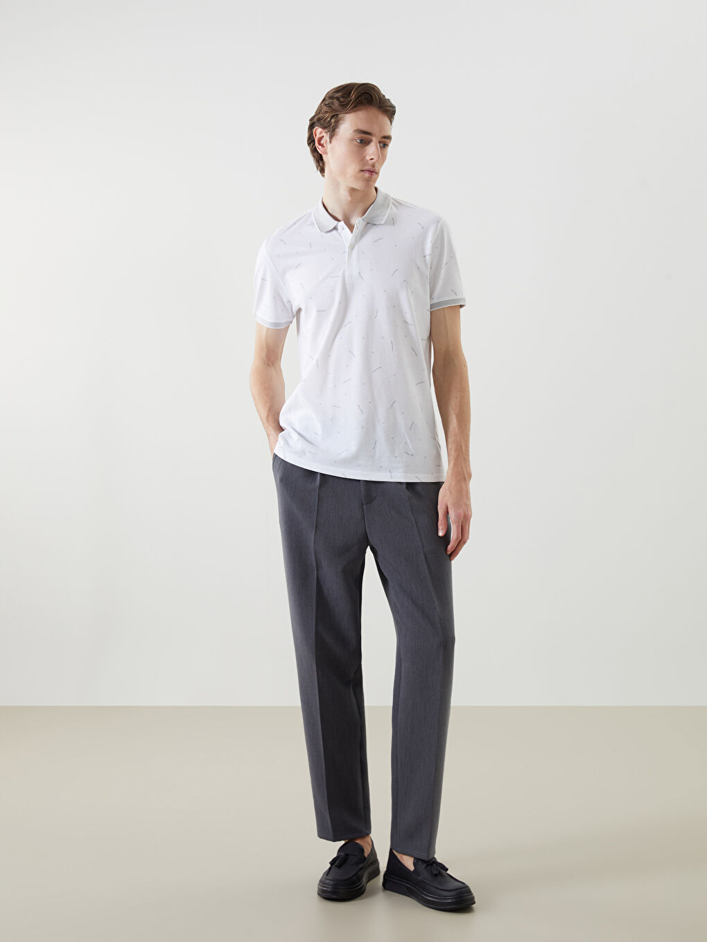 Polo Neck Patterned Men's Pique T-Shirt -S5AS28Z8-Q6K Polo Neck Patterned Men's Pique T-Shirt -S5AS28Z8-Q6K