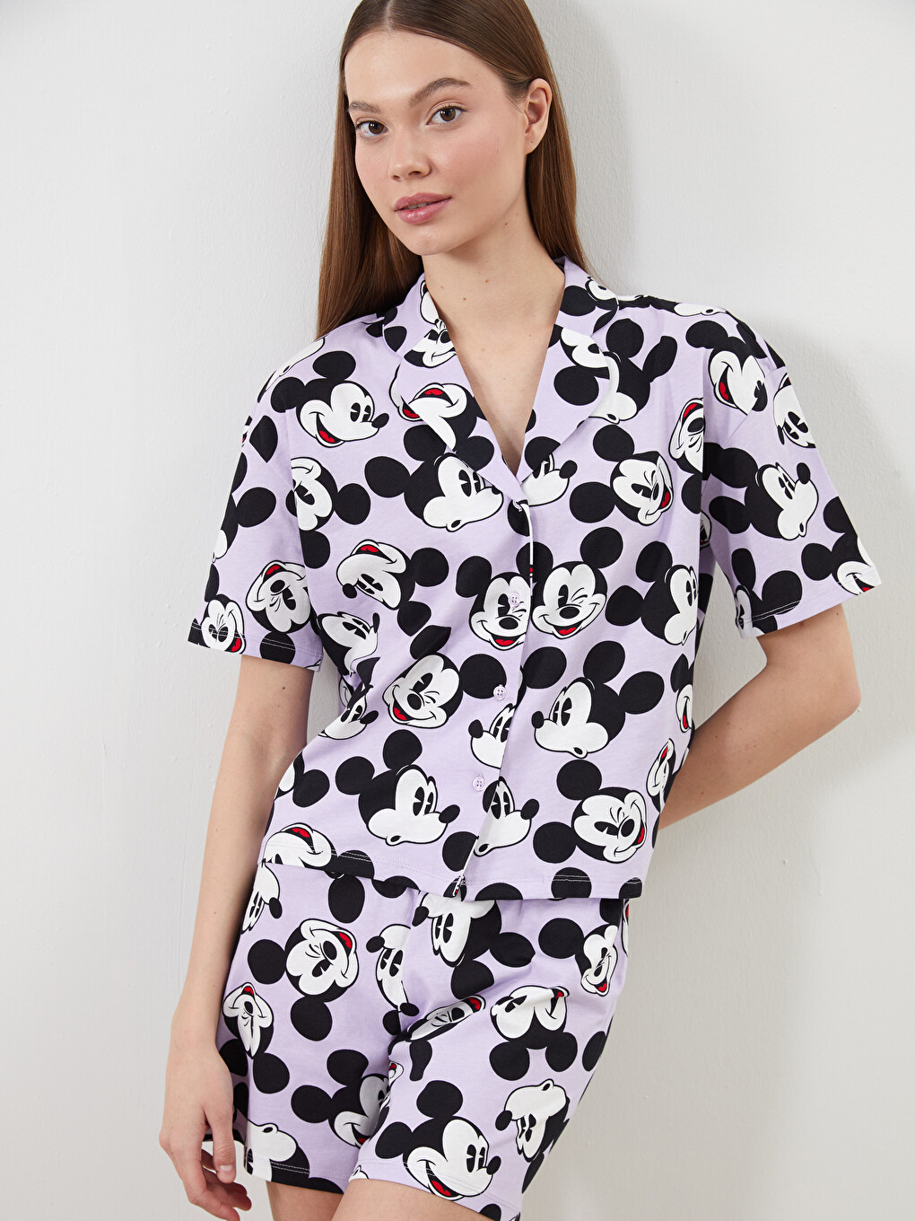 Pyjama Court Femme Mickey Mouse - 100% Coton, Manches Courtes (taille Unique)