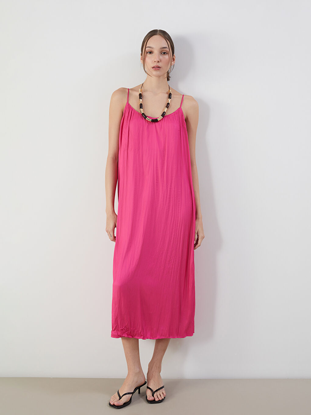 V-Neck Straight Strap Satin Women's Dress -S5DY00Z8-GS5