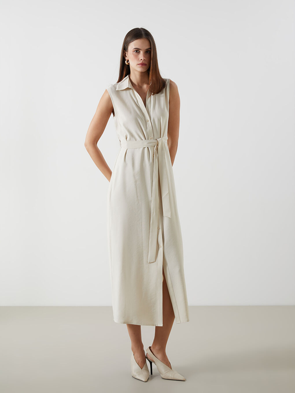 激安本物 Woman ECRU Shirt Dress -S5DY13Z8-R9J - S5DY13Z8-R9J - LC Waikiki トップス