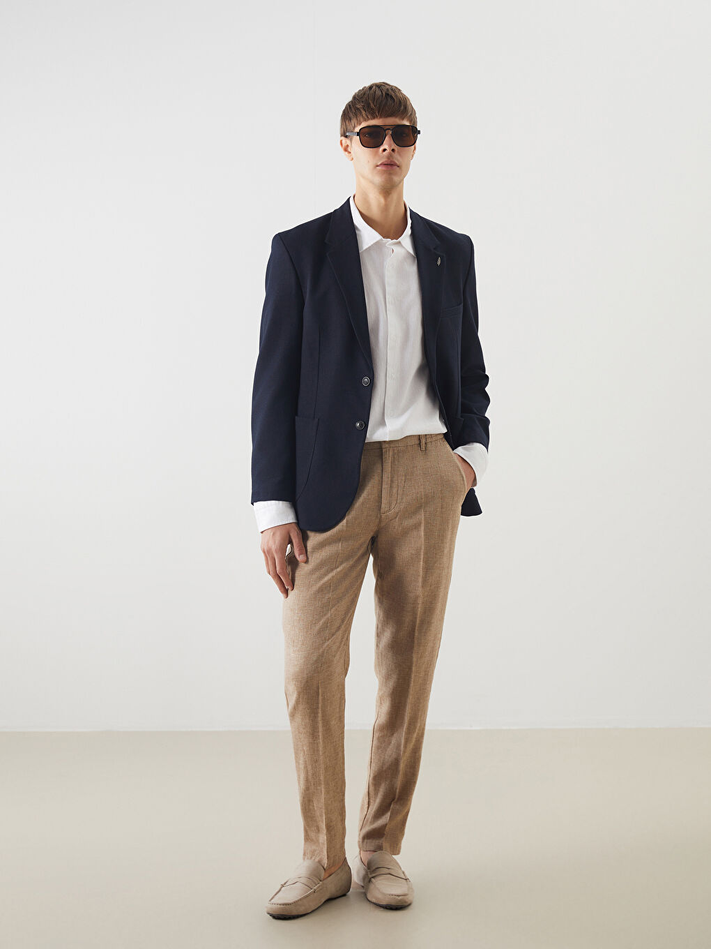 Slim Fit Linen Blend Men's Trousers -S5EE50Z8-DU7 - S5EE50Z8