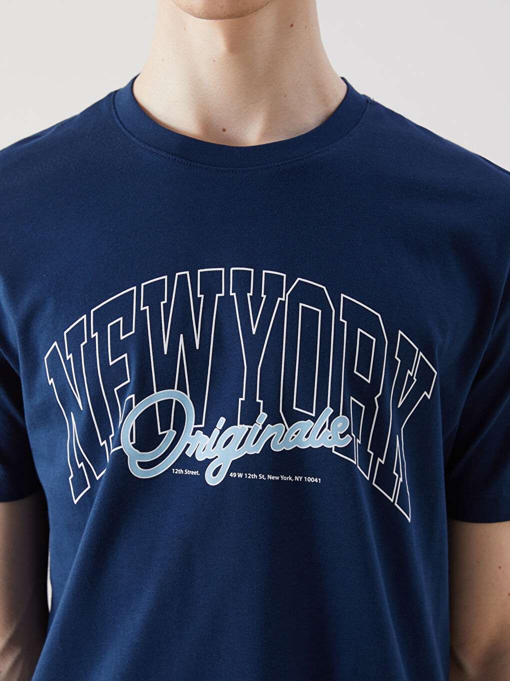 Crew Neck New York Printed Combed Cotton Men's T-Shirt
