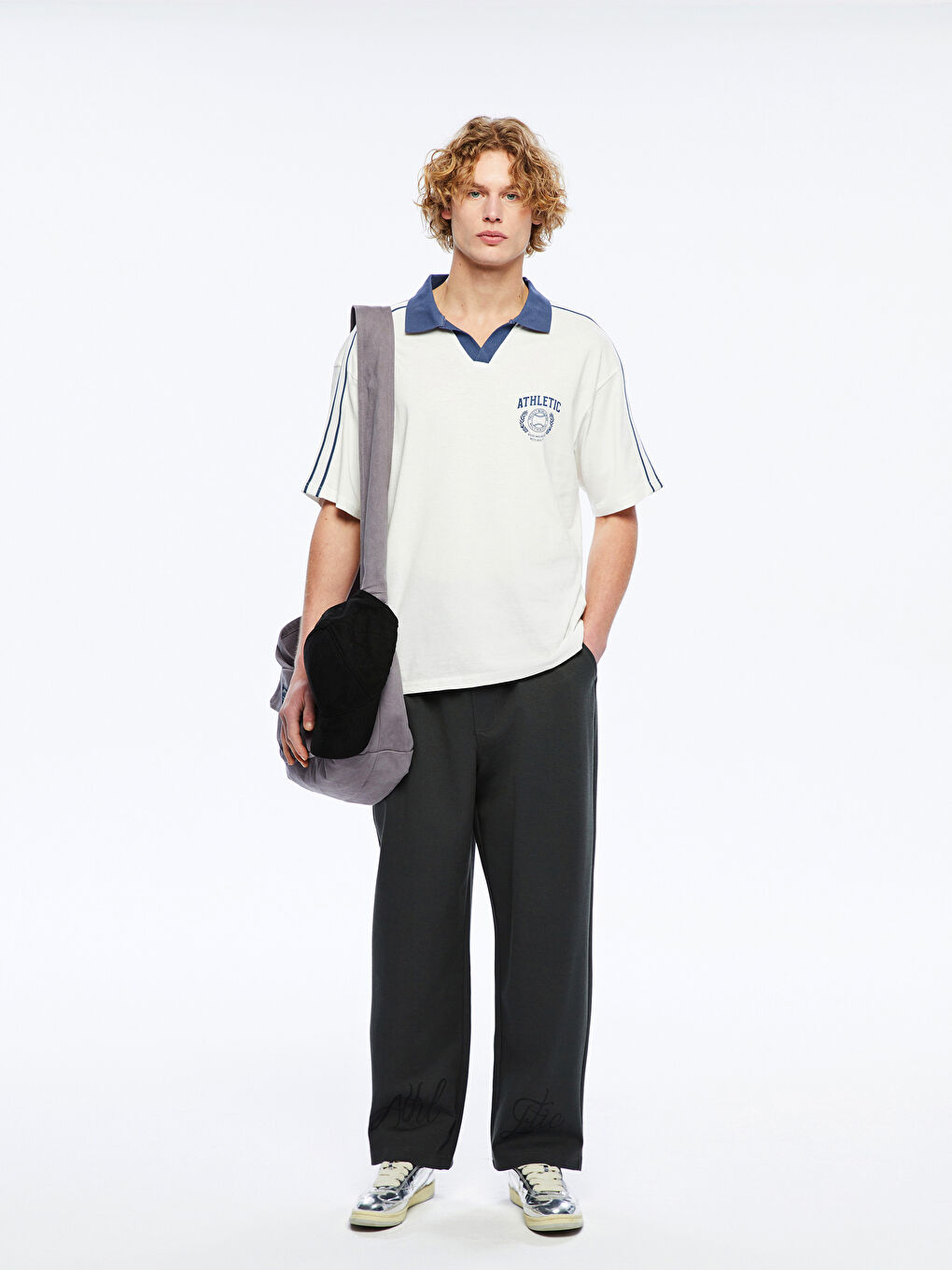 Polo Neck Printed Piped Men's T-Shirt -S5EH91Z8-R9J