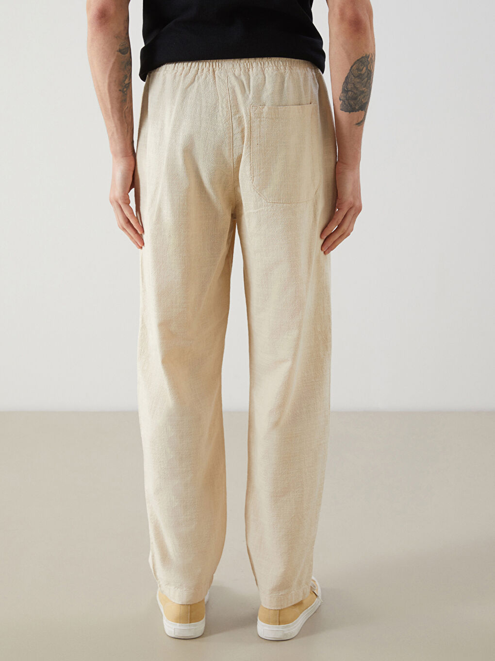 Relaxed Fit Linen Look Men's Trousers -S5EK45Z8-V1H