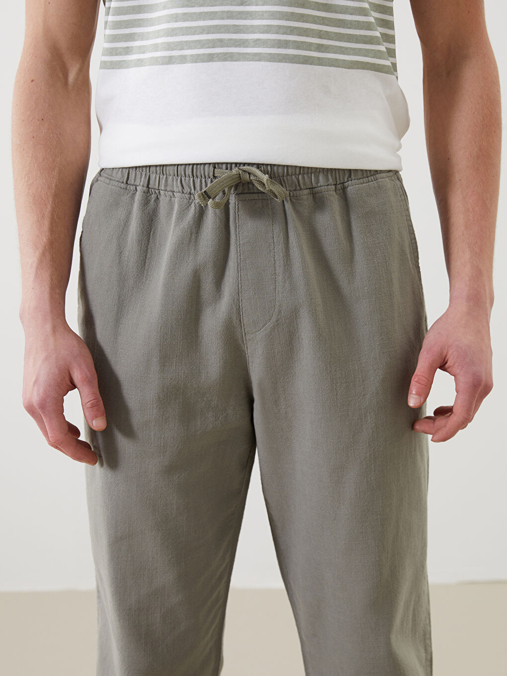 Relaxed Fit Linen Look Men's Trousers -S5EK45Z8-Z3Q Relaxed Fit Linen Look Men's Trousers -S5EK45Z8-Z3Q