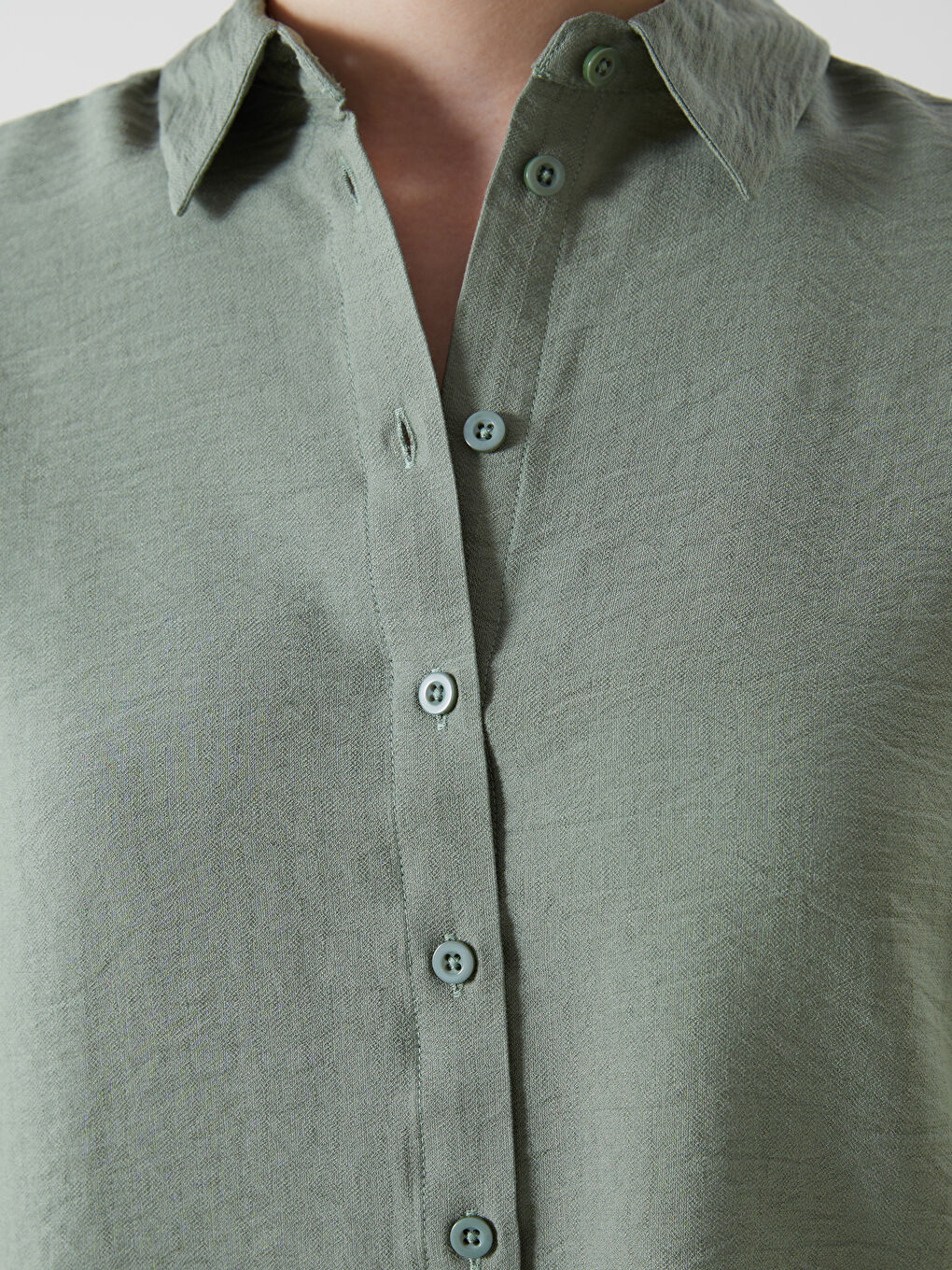 Loose Fit Dobby Women's Shirt -S5ET76Z8-GZA - S5ET76Z8-GZA