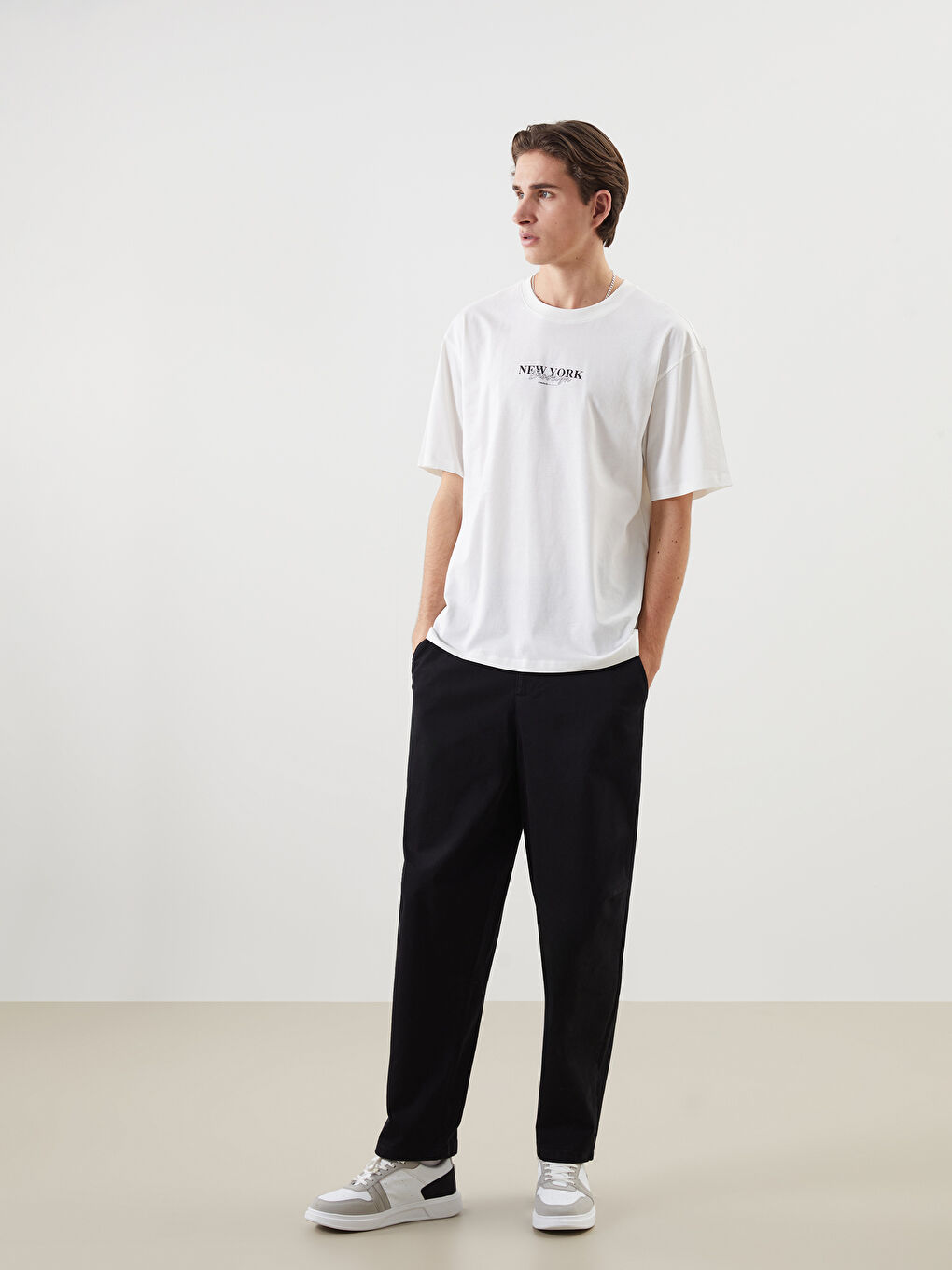 Crew Neck Printed Men's T-Shirt -S5IL26Z8-Q6K - S5IL26Z8-Q6K