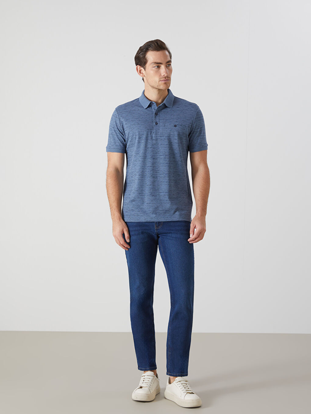 Polo Neck Short Sleeve Patterned Pike Men's T-shirt