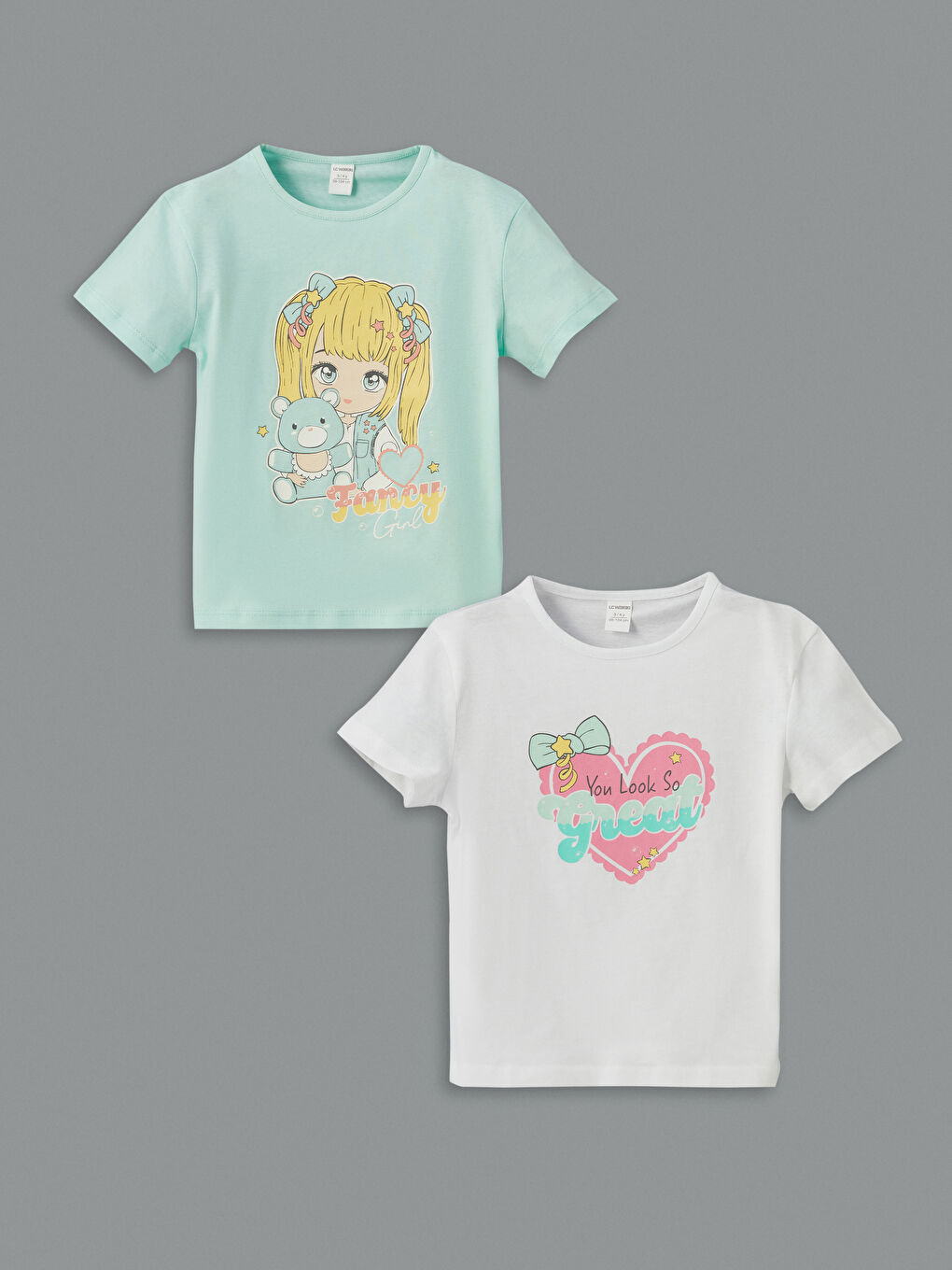 LC WAIKIKI Crew Neck Jersey Bow Baby Girls T-Shirt 2 Pack